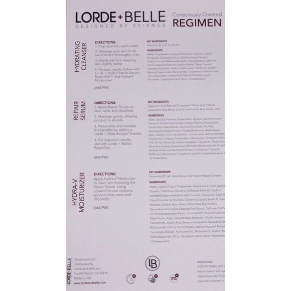 Lorde + Belle 3 Piece Anti Aging Skin Care Regimen MSRP $199 New In Box - Picture 15 of 16